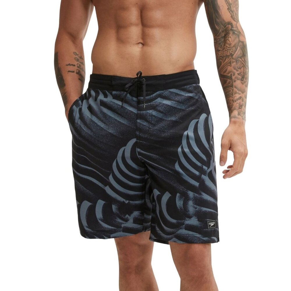 Speedo Mens Comfort Printed Bondi Basin Board Shorts Rock Grey Size S NWT